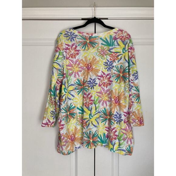 Fresh Produce Top Blouse Womens Size 3X 3/4 Sleeve Floral Tropical Beachy Spring - Picture 7 of 9